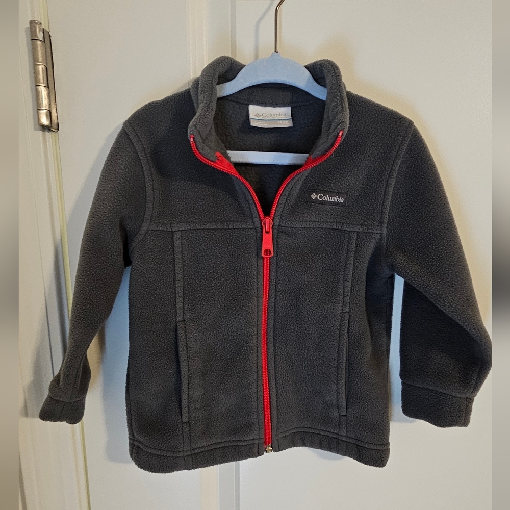 Columbia Kids Fleece Jacket - Dark Grey with Red Accents